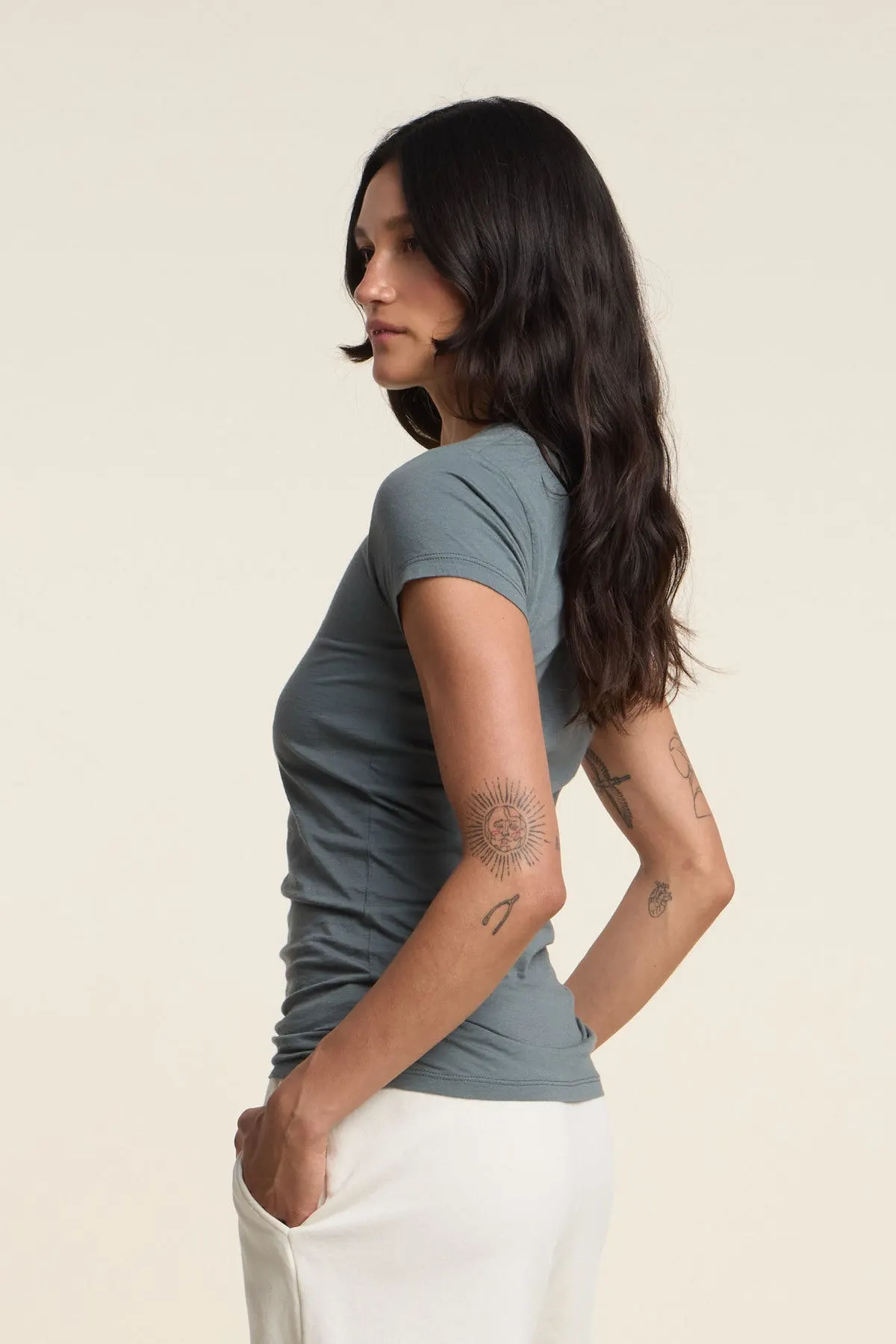 Velvet tee in grey diamond print, another view